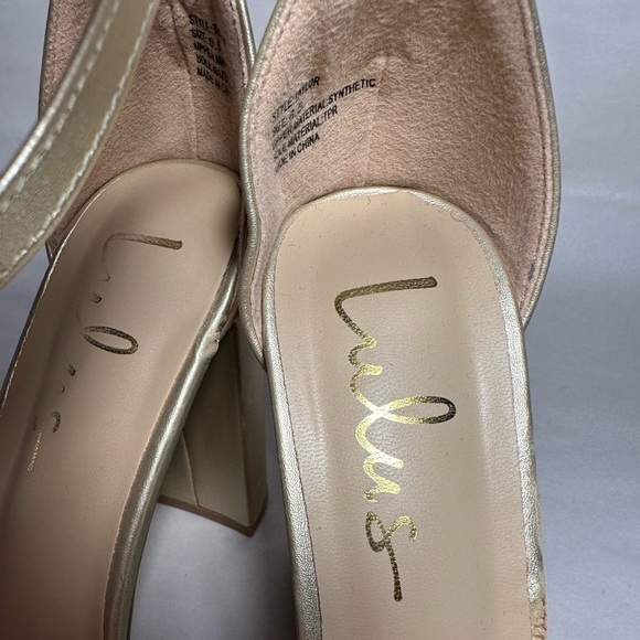 LULU’S Taylor Gold Ankle Strap Heels in US 6.5 sandals open toe date black tie - Picture 14 of 16